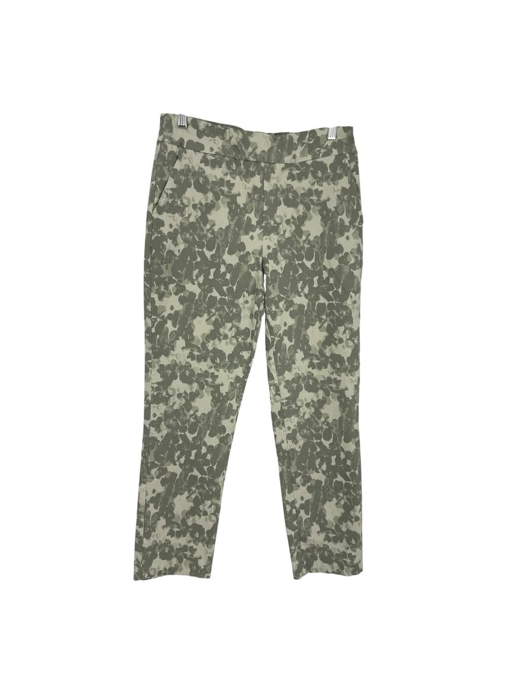 MarlaWynne Ankle Pants size 14 Pull on Green Floral High Rise skinny 26" Inseam